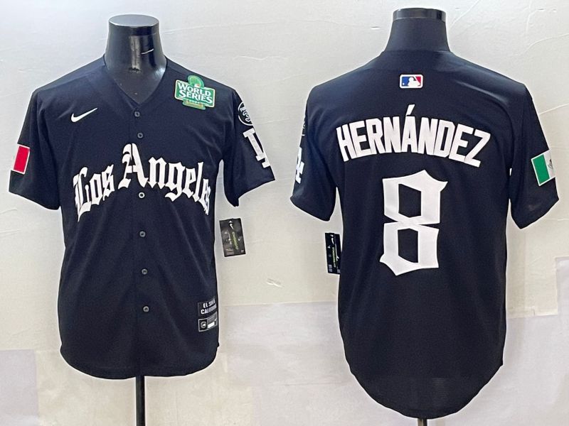 Men Los Angeles Dodgers #8 Hernandez Black Five generations Joint Name 2025 Nike MLB Jersey style 6->los angeles dodgers->MLB Jersey